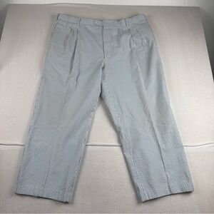 Paul Frederick Mens Seersucker Chino Pants fits 42*27 Blue White cuffed